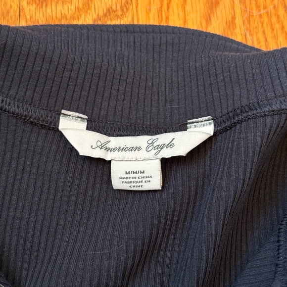 American Eagle Ruched Knit Button-Front Mini Dress Charcoal Gray Women’s Size M - Picture 8 of 12